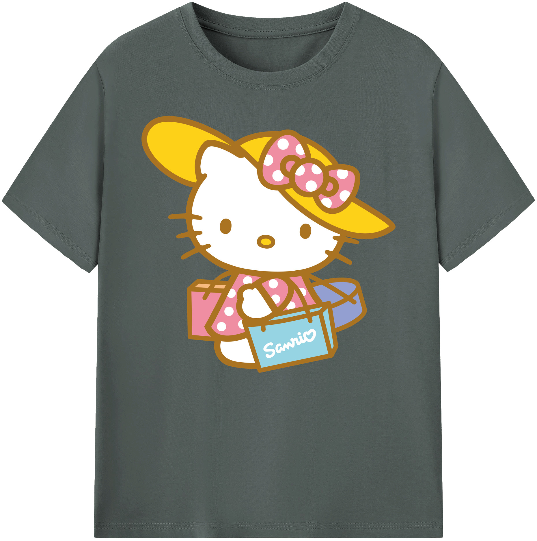 （画像用） Hello Kitty ハローキティ 綿100％ メンズ半袖Tシャツ｜肌触りやわらか＆通気性